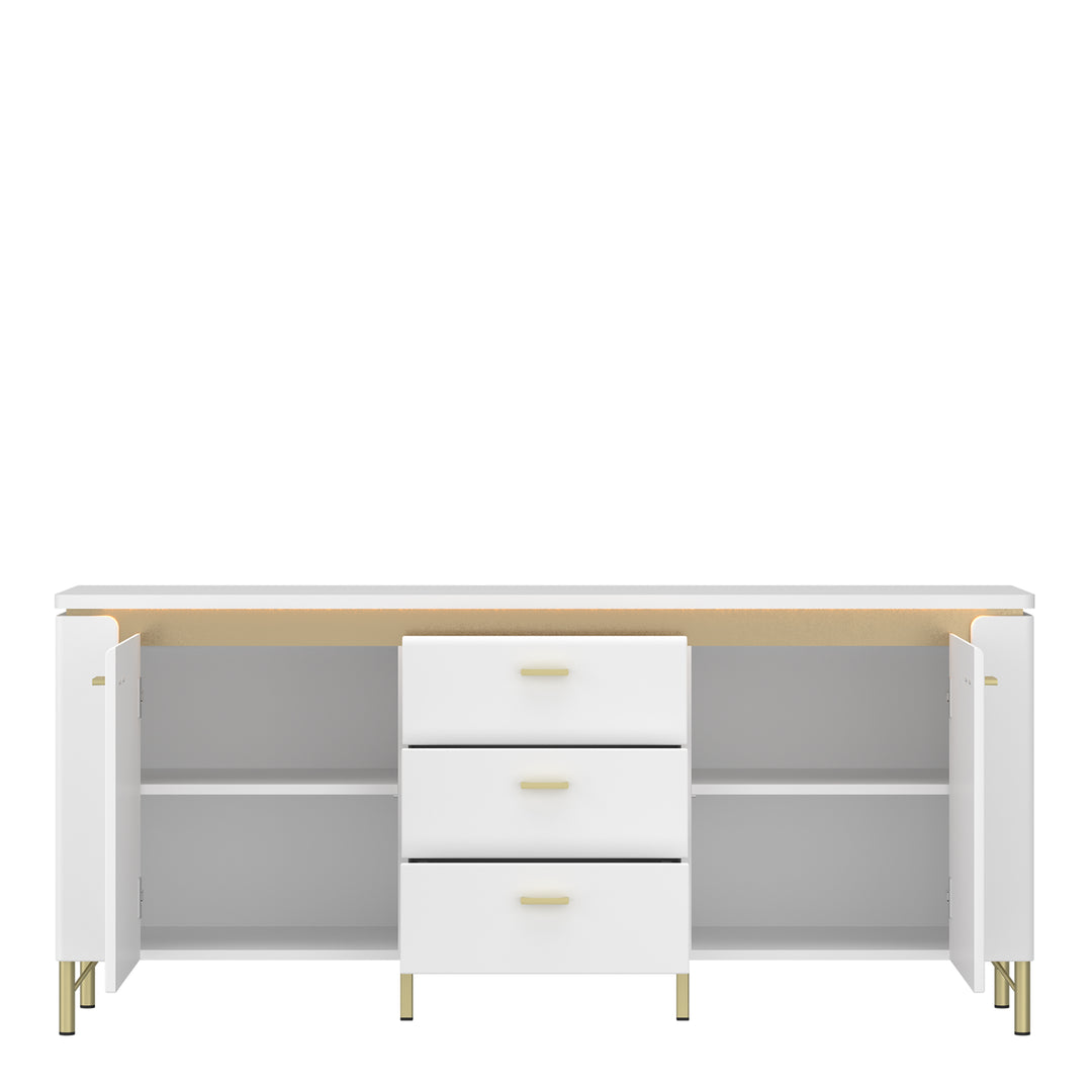 Lazio TV Cabinet 2 Door 3 Drawer in Alpine White/White Gloss - TidySpaces