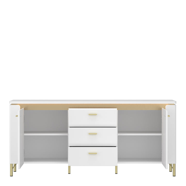 Lazio TV Cabinet 2 Door 3 Drawer in Alpine White/White Gloss - TidySpaces