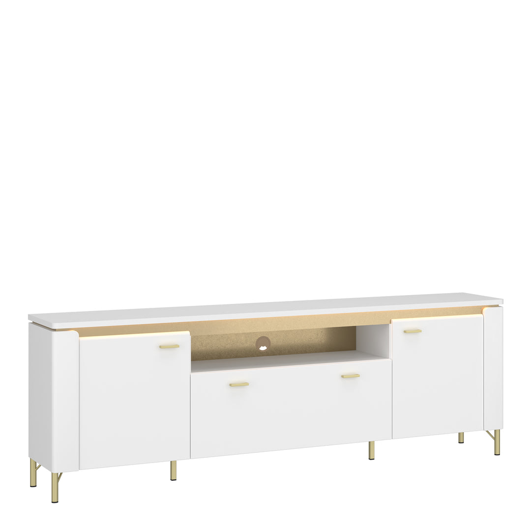 Lazio TV Cabinet 2 Door 1 Drawer in Alpine White/White Gloss - TidySpaces