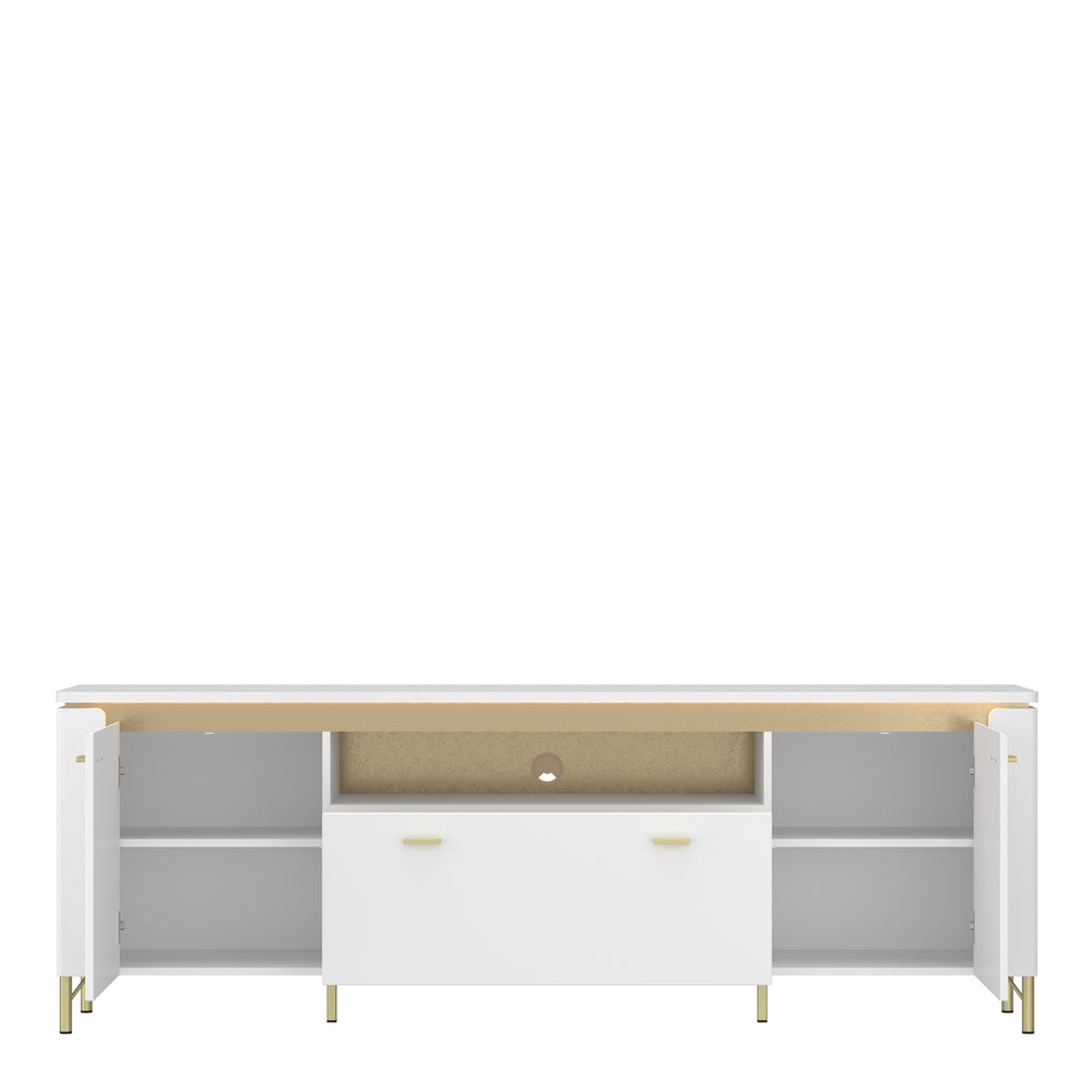 Lazio TV Cabinet 2 Door 1 Drawer in Alpine White/White Gloss - TidySpaces