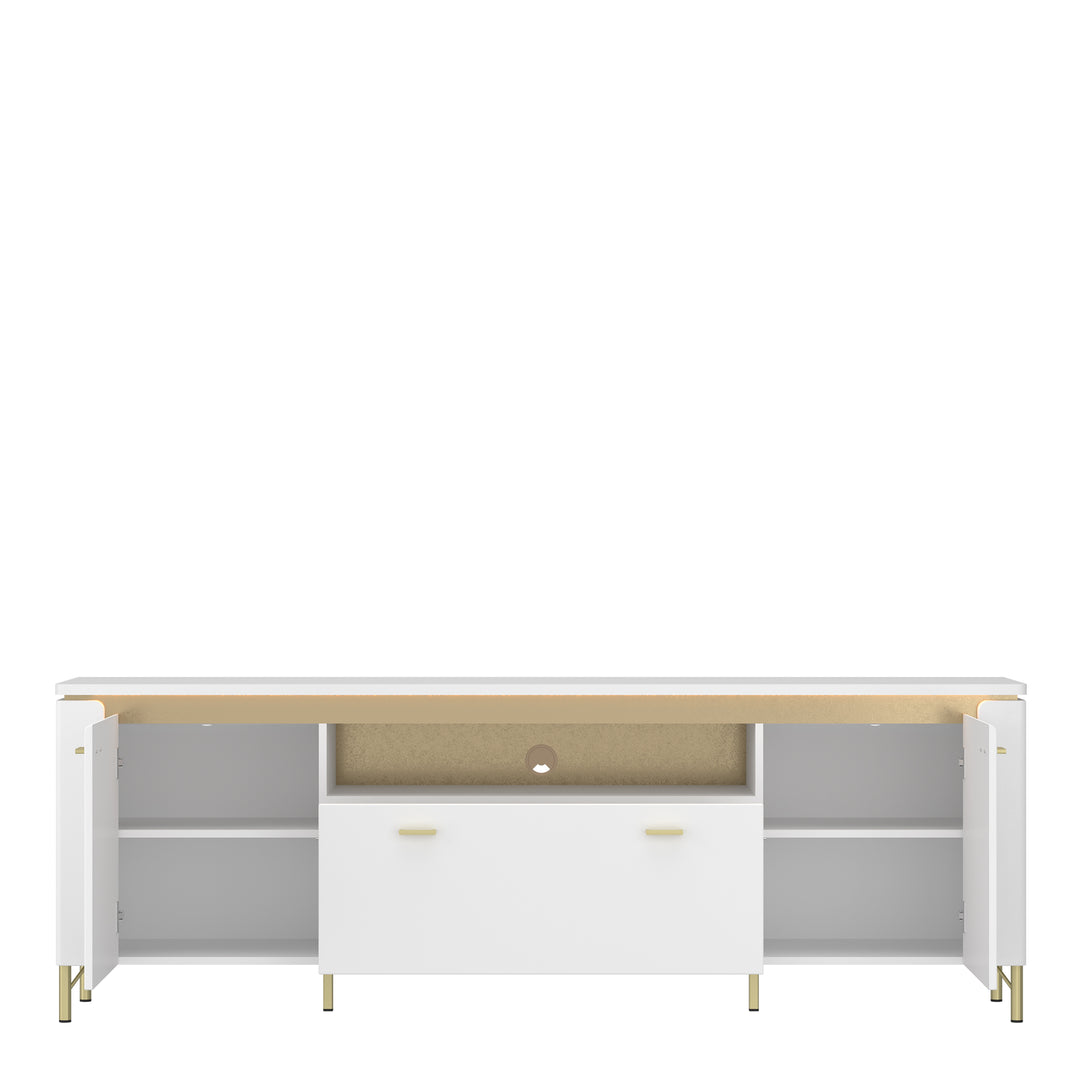 Lazio TV Cabinet 2 Door 1 Drawer in Alpine White/White Gloss - TidySpaces