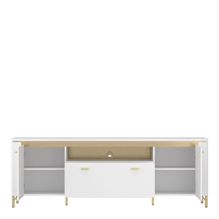Lazio TV Cabinet 2 Door 1 Drawer in Alpine White/White Gloss - TidySpaces
