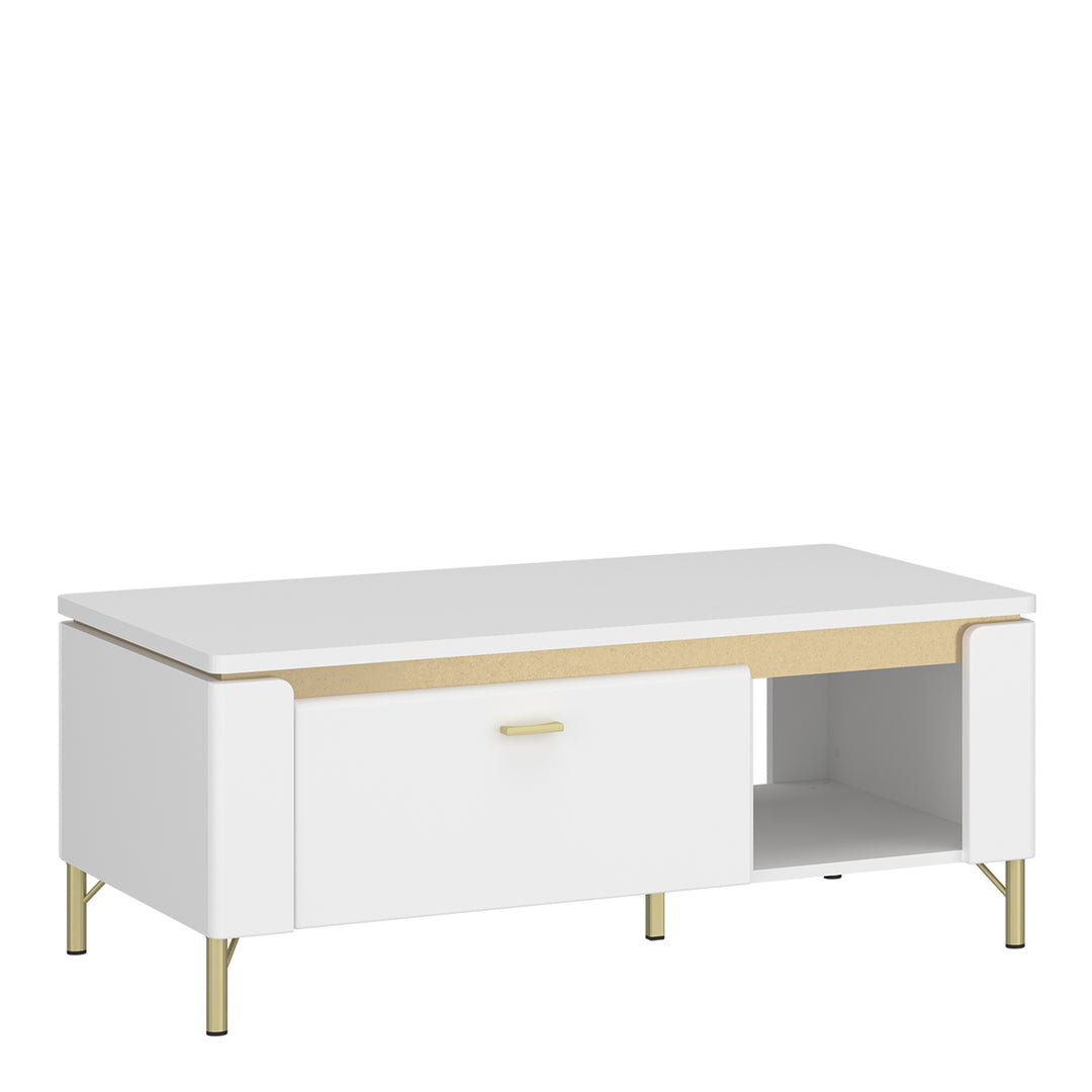 Lazio Coffee Table 1 Drawer in Alpine White/White Gloss - TidySpaces