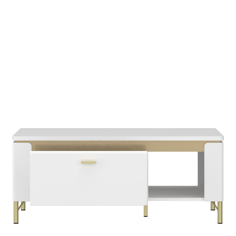 Lazio Coffee Table 1 Drawer in Alpine White/White Gloss - TidySpaces