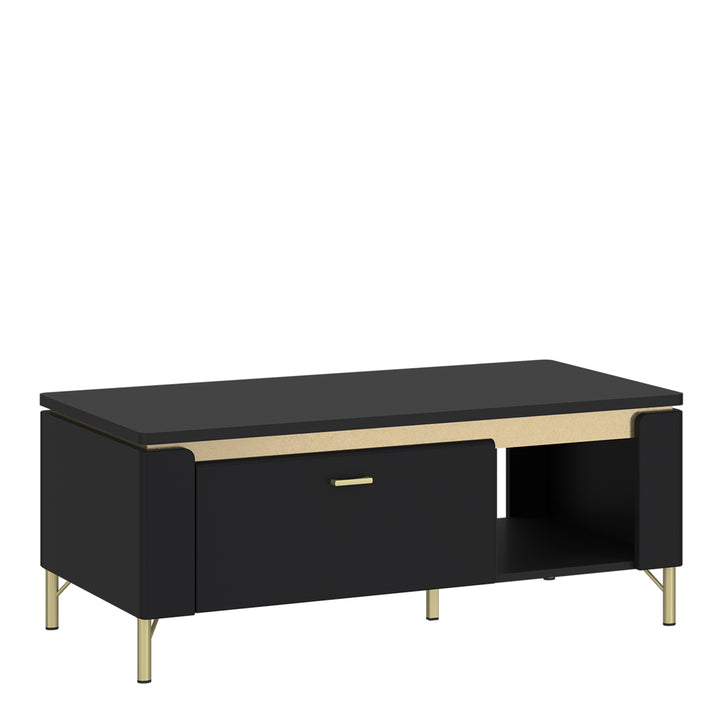 Genoa Coffee Table 1 Drawer in Black Matt/Gold - TidySpaces