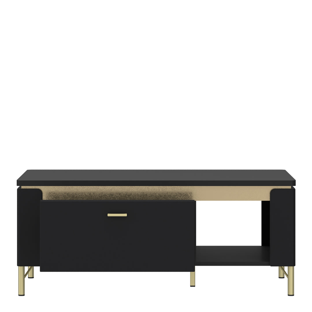 Genoa Coffee Table 1 Drawer in Black Matt/Gold - TidySpaces