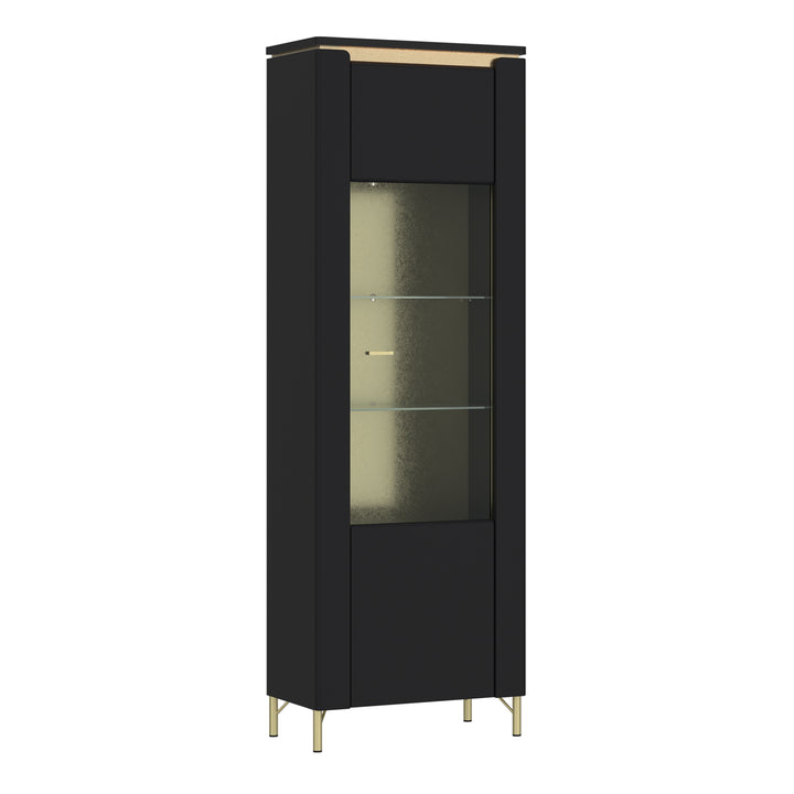 Genoa Vitrin 1 Door in Black Matt/Gold - TidySpaces