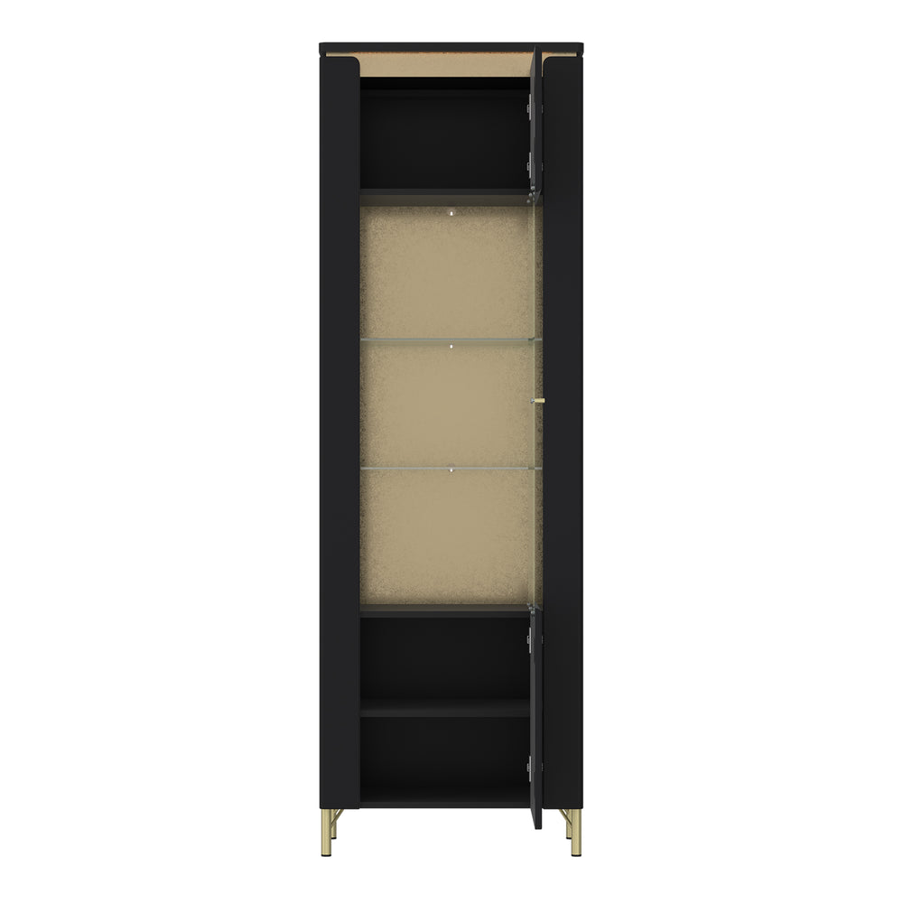 Genoa Vitrin 1 Door in Black Matt/Gold - TidySpaces