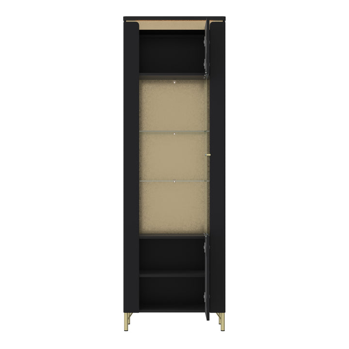 Genoa Vitrin 1 Door in Black Matt/Gold - TidySpaces