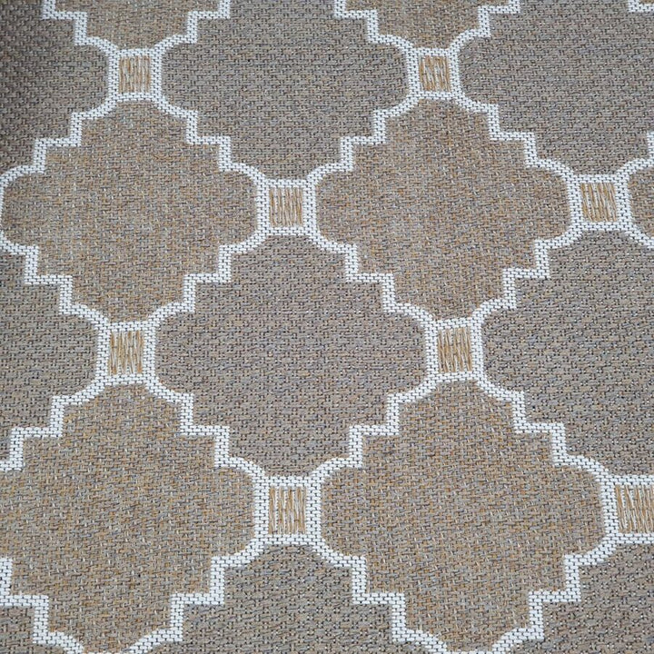 Cotton Rug Runner Trellis Brown Beige Taupe - TidySpaces