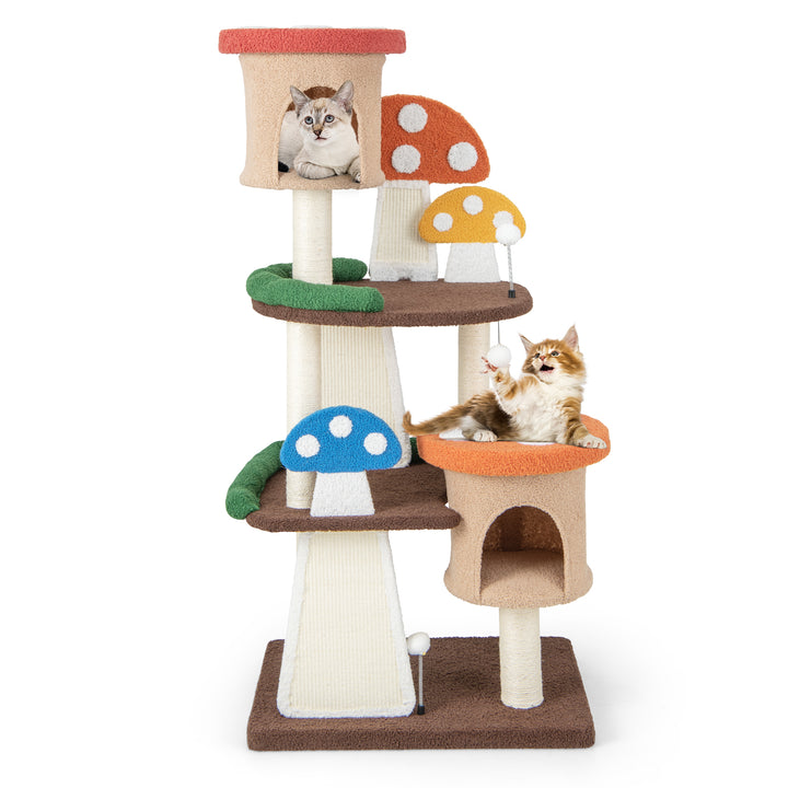 4-In-1 Cat Tree Multi-Layer Cat Tower with 2 Condos and Platforms-Multicolor - TidySpaces
