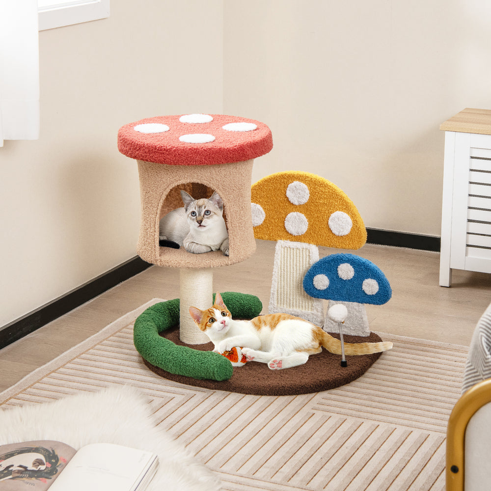 4-In-1 Cat Tree with Condo and Platform with Full-Wrapped Sisal Post-Multicolor - TidySpaces