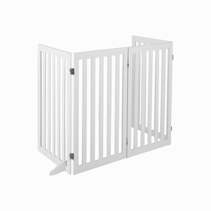 4-Panel 89 cm Pet Barrier with 6 Flexible Hinges-White - TidySpaces