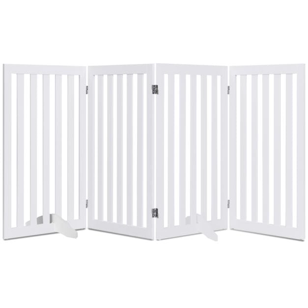 4-Panel 89 cm Pet Barrier with 6 Flexible Hinges-White - TidySpaces