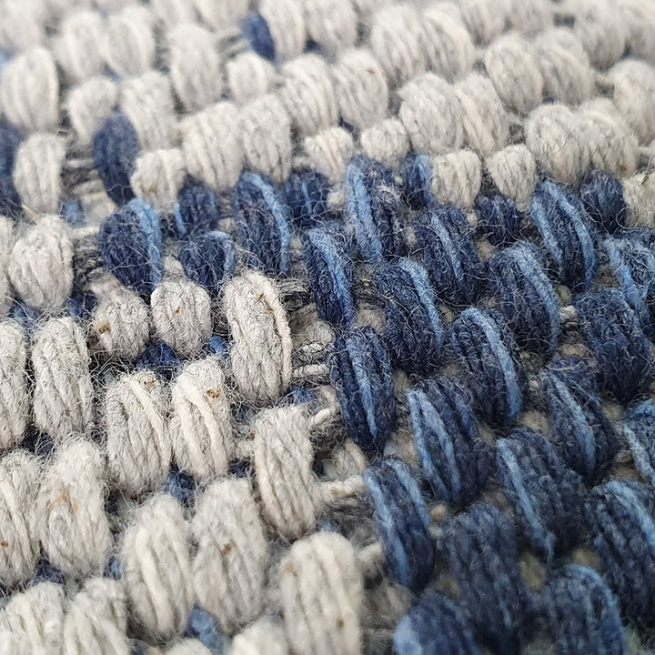 Cotton Rug Navy Blue Grey Abstract - TidySpaces