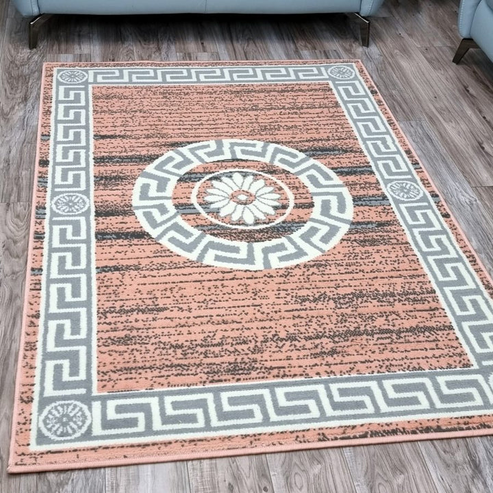 Oriental Border Mandala Pink Soft Rug - TidySpaces