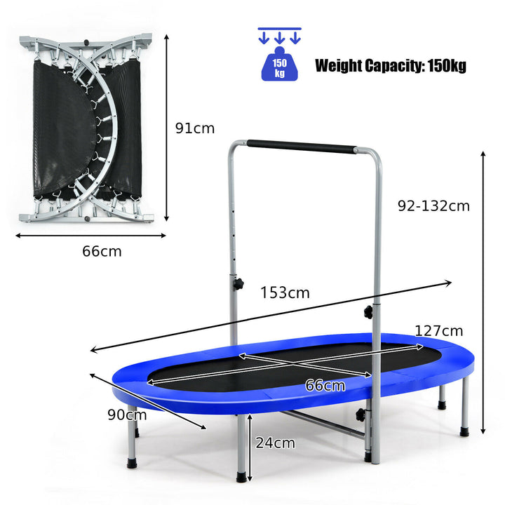 Double Foldable Fitness Trampoline with Adjustable Handrail - TidySpaces