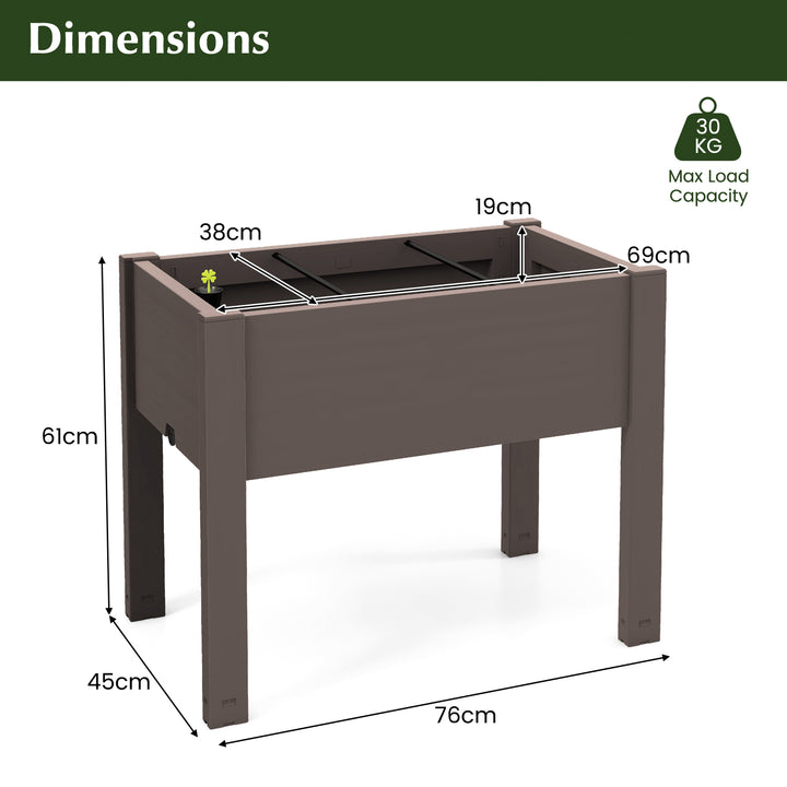 53L Raised Bed Grow Box with Water Level Monitor and Drainage Hole - TidySpaces