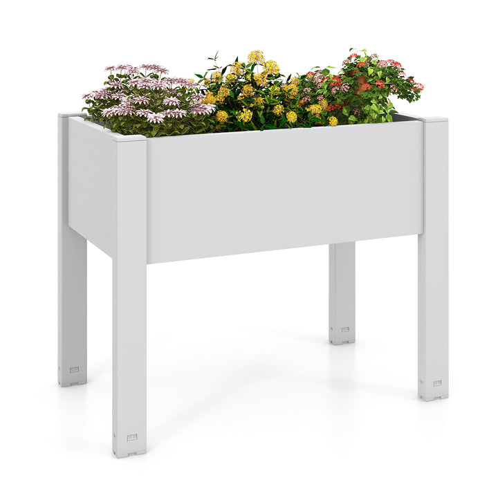 53L Raised Bed Grow Box with Water Level Monitor and Drainage Hole White - TidySpaces