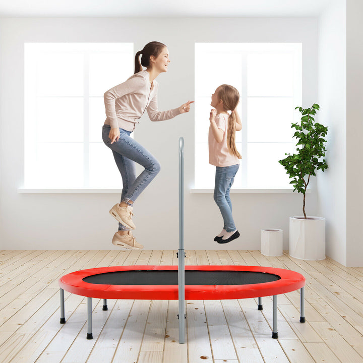 Double Foldable Fitness Trampoline with Adjustable Handrail - TidySpaces