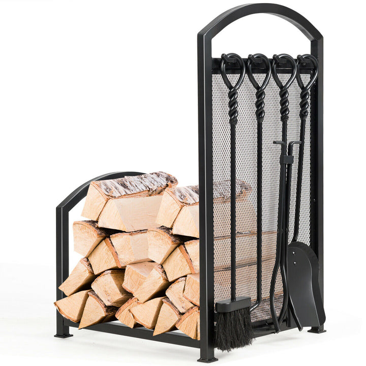 Firewood Rack with 4 Tools Fireplace Log Storage Holder Set - TidySpaces