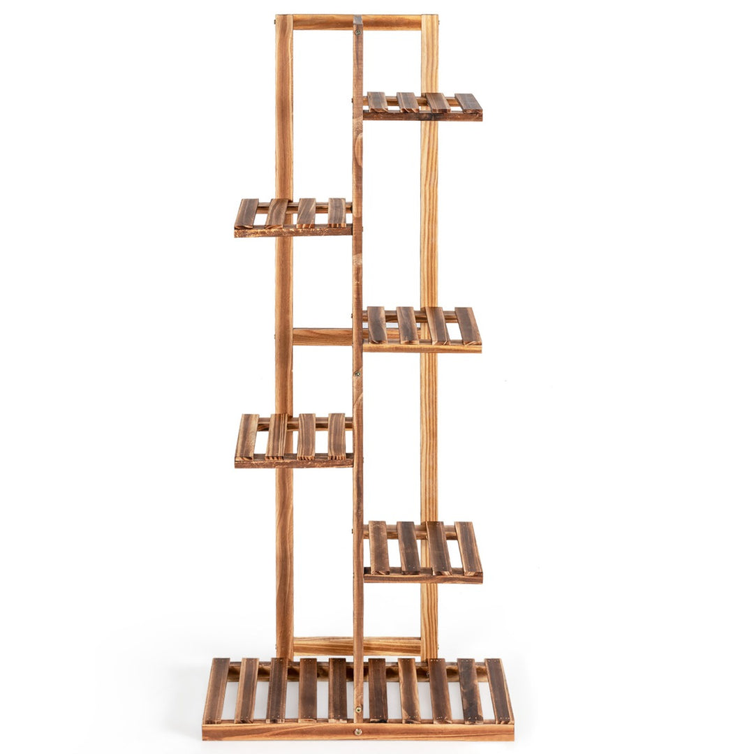 6-tier Wood Plant Stand with Anti-tilting Device and Multifunctional Display Shelf - TidySpaces
