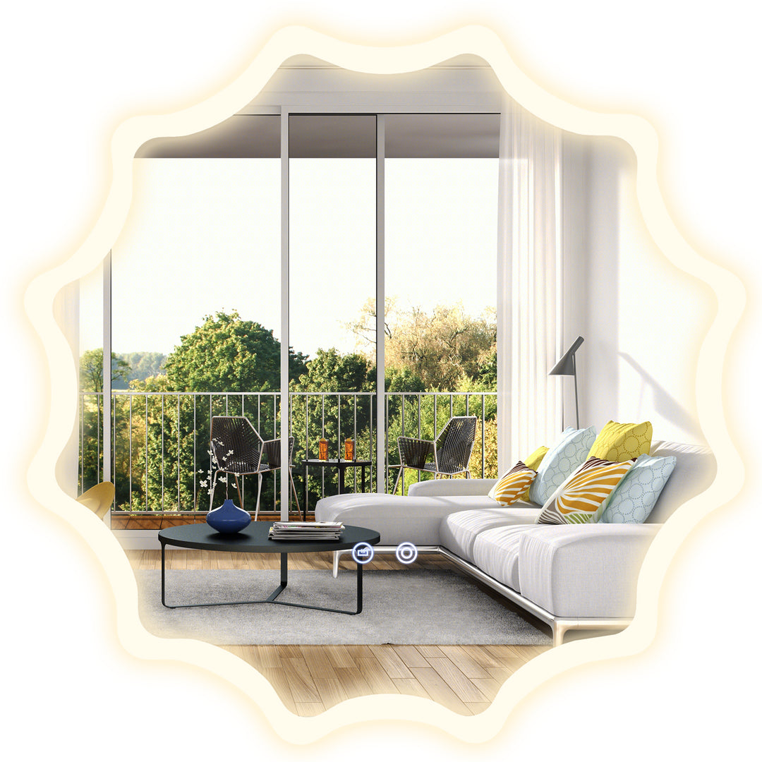 60 x 60 cm LED Waved Edge Round Wall Mirror with 3-Color Lights-Silver - TidySpaces