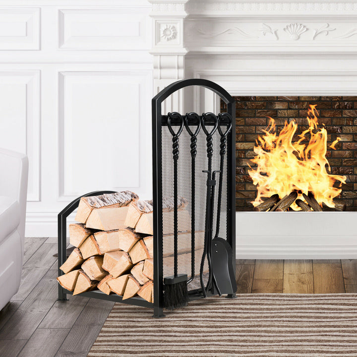 Firewood Rack with 4 Tools Fireplace Log Storage Holder Set - TidySpaces