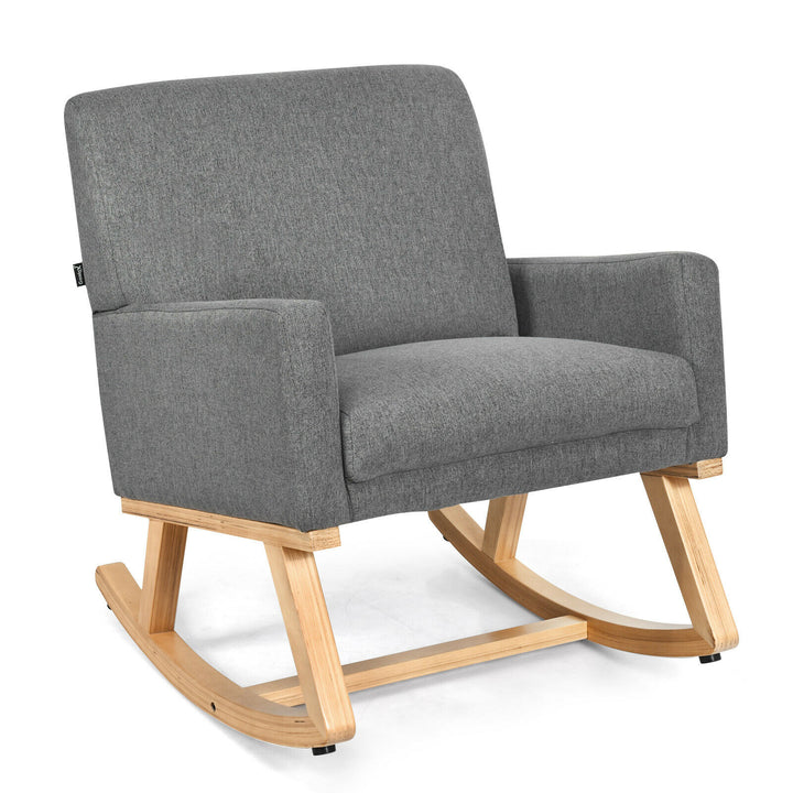 Fabric Upholstered Recliner Rocking Chair Armchair Lounge Sofa Seat Relax Rocker Grey - TidySpaces