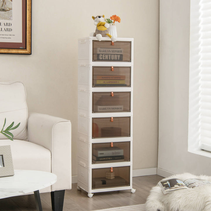3/4/6 Tier Stackable Shoe Storage Box with Lockable Wheels - TidySpaces