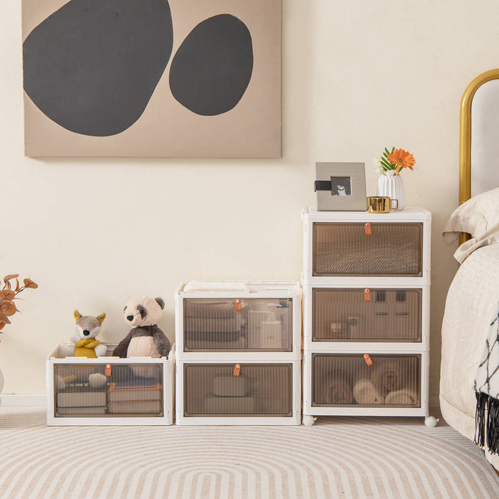 3/4/6 Tier Stackable Shoe Storage Box with Lockable Wheels - TidySpaces