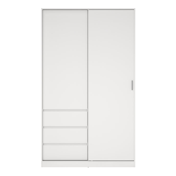 Naia Wardrobe with 1 Sliding Door and 1 Door + 3 drawers in White - TidySpaces