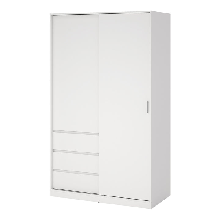 Naia Wardrobe with 1 Sliding Door and 1 Door + 3 drawers in White - TidySpaces