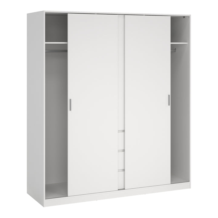 Naia Wardrobe with 2 sliding Doors + 1 Door + 3 drawers in White - TidySpaces