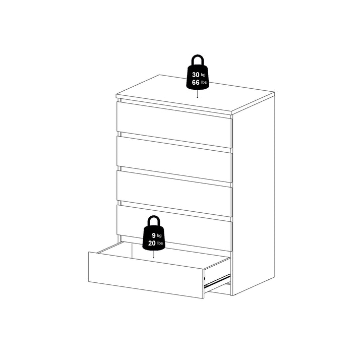 Naia Chest of 5 Drawers in White - TidySpaces