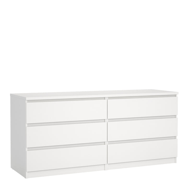 Naia Wide Chest of 6 Drawers (3+3) in White - TidySpaces