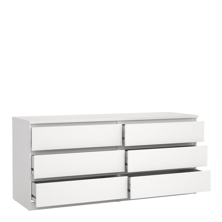 Naia Wide Chest of 6 Drawers (3+3) in White - TidySpaces