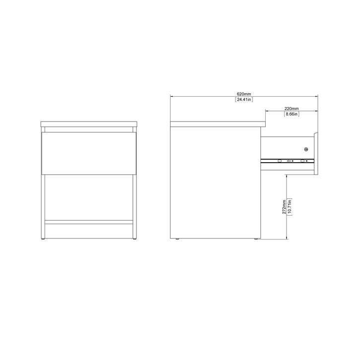 Naia Bedside 1 Drawer 1 Shelf in White - TidySpaces