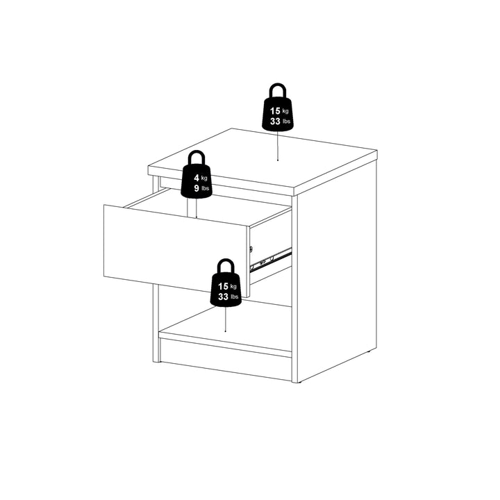 Naia Bedside 1 Drawer 1 Shelf in White - TidySpaces