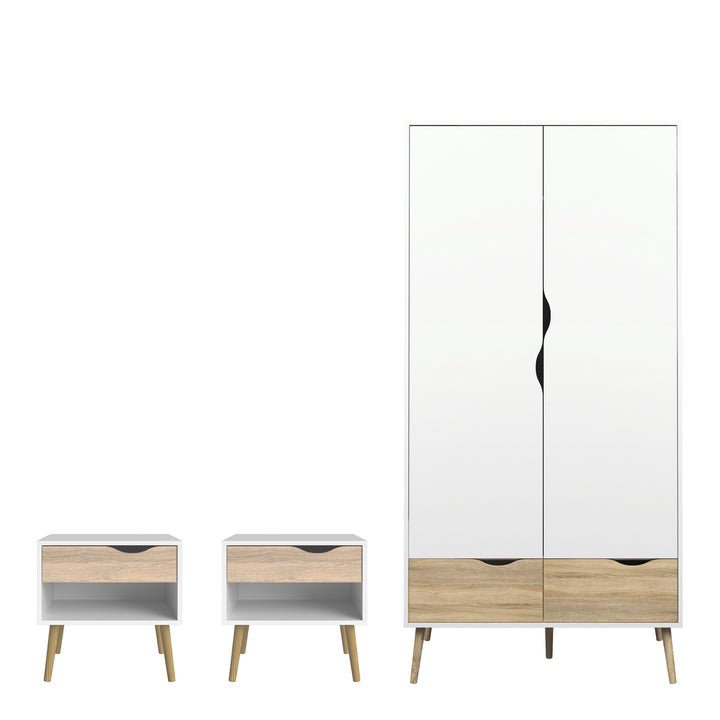 Oslo 3 Piece Bedroom Set White & Oak - TidySpaces