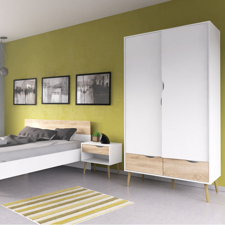 Oslo 3 Piece Bedroom Set White & Oak - TidySpaces