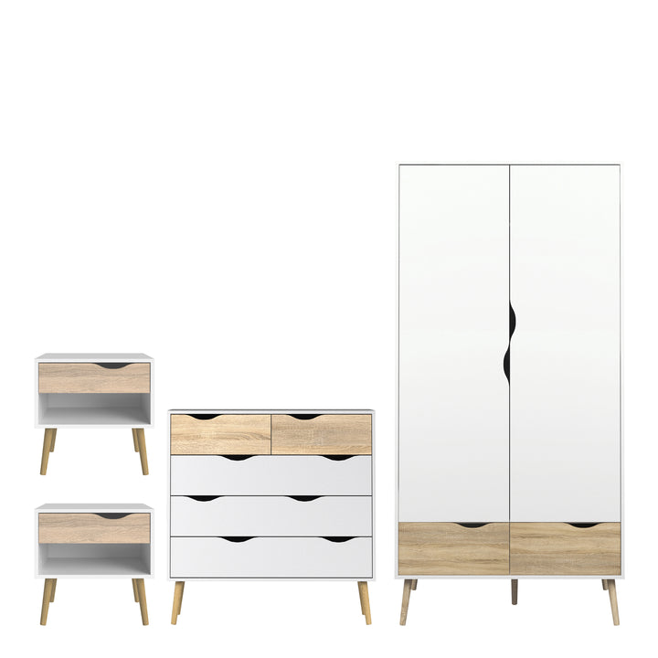 Oslo 4 Piece Bedroom Set White & Oak - TidySpaces