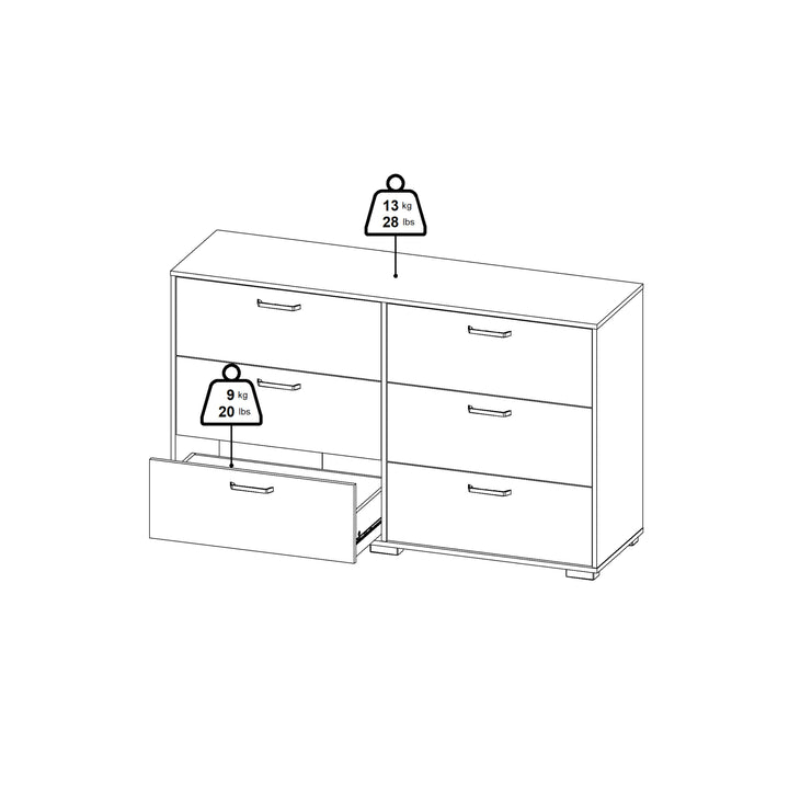 Sofia Double dresser 6 drawers White