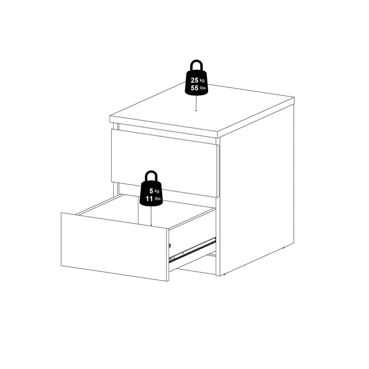 Naia Bedside 2 drawers in Matt Black