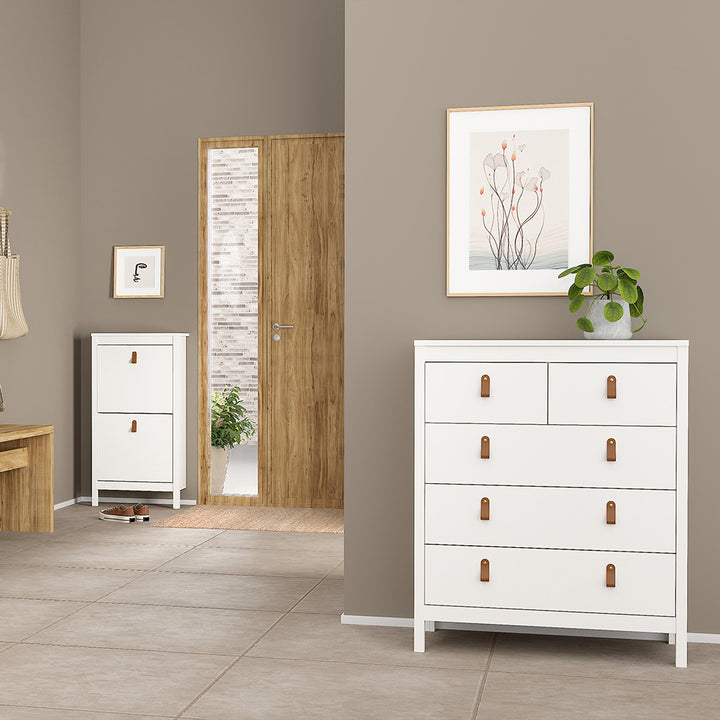 Barcelona 3 Piece Bundle, Bedside, Chest and 3 Door Wardrobe in White - TidySpaces