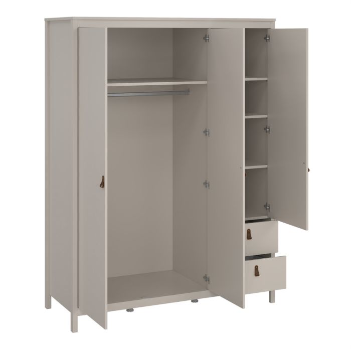 Barcelona Wardrobe with 2 Doors + 1 Mirror Door + 2 Drawers in Cashmere