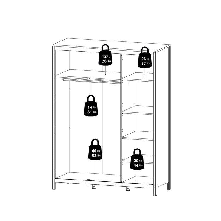 Barcelona Wardrobe with 3 Doors in Jackson Hickory Oak - TidySpaces