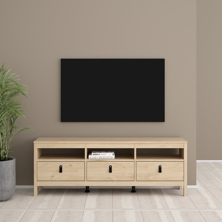 Barcelona TV-Unit 3 Drawers in Jackson Hickory Oak - TidySpaces