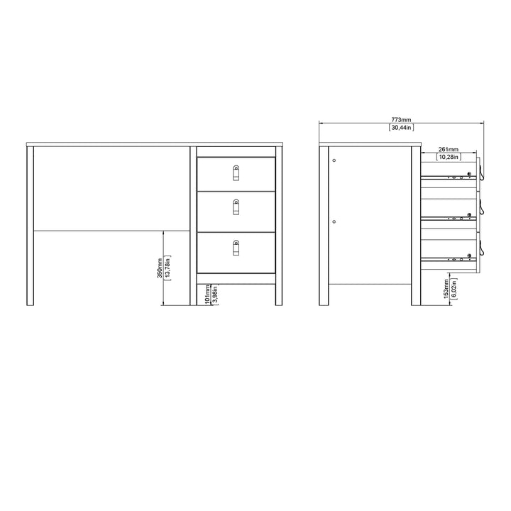 Barcelona Desk 3 Drawers in Jackson Hickory Oak - TidySpaces