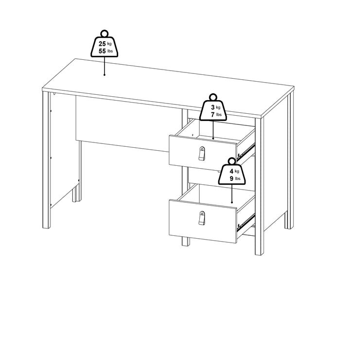 Barcelona Desk 3 Drawers in Jackson Hickory Oak - TidySpaces